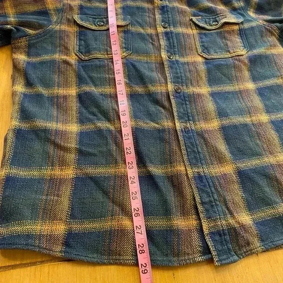 Orvis Men’s Heavyweight Shacket Cotton Plaid Blue Tan XXL - Picture 8 of 12